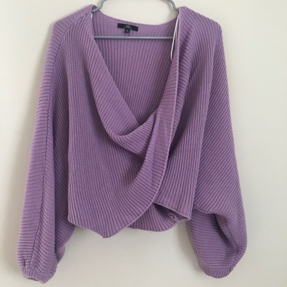 MM By Michelle Purple Twist Crop Sweater